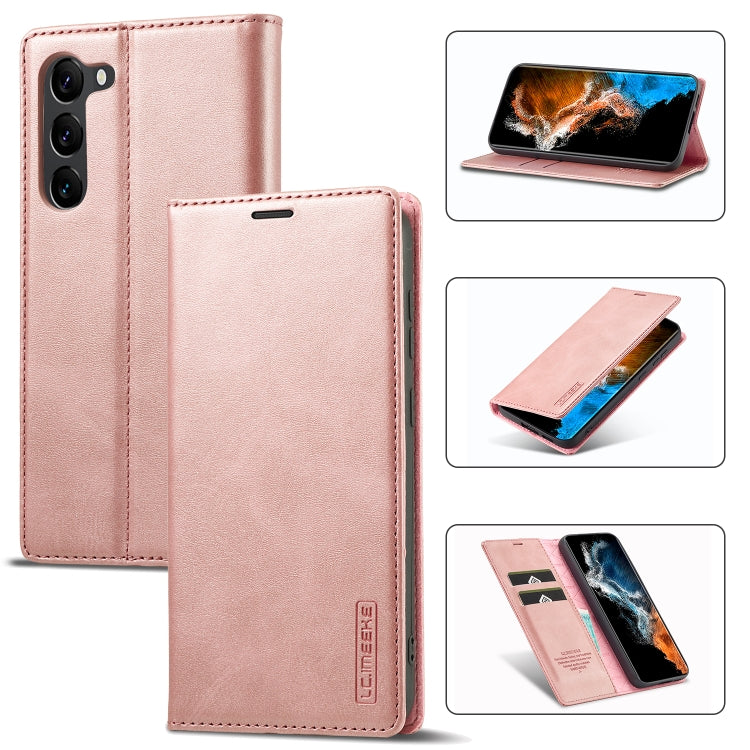 For Samsung Galaxy S24 5G LC.IMEEKE Strong Magnetism Microfiber Leather Phone Case(Rose Gold) - Galaxy S24 5G Cases by LC.IMEEKE | Online Shopping South Africa | PMC Jewellery | Buy Now Pay Later Mobicred