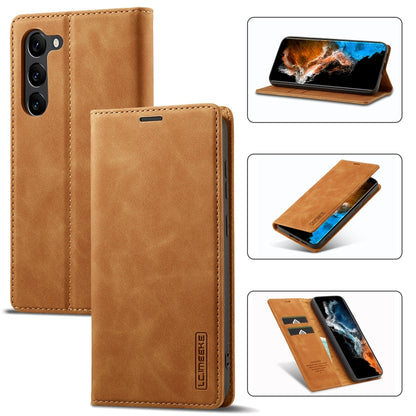 For Samsung Galaxy S24 5G LC.IMEEKE Strong Magnetism Microfiber Leather Phone Case(Brown) - Galaxy S24 5G Cases by LC.IMEEKE | Online Shopping South Africa | PMC Jewellery | Buy Now Pay Later Mobicred