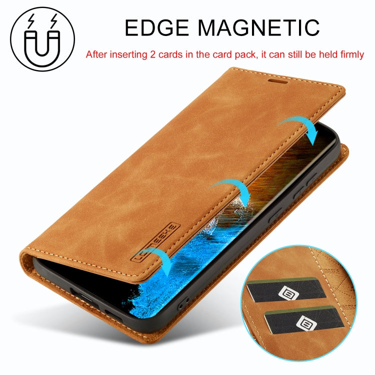 For Samsung Galaxy S24 5G LC.IMEEKE Strong Magnetism Microfiber Leather Phone Case(Brown) - Galaxy S24 5G Cases by LC.IMEEKE | Online Shopping South Africa | PMC Jewellery | Buy Now Pay Later Mobicred