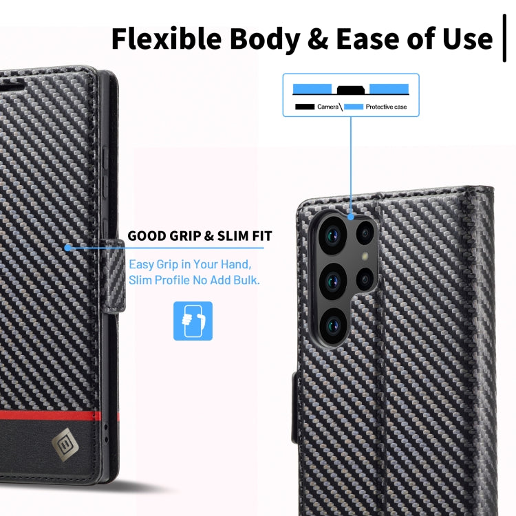 For Samsung Galaxy S24 Ultra 5G LC.IMEEKE Carbon Fiber Leather Phone Case(Horizontal Black) - Galaxy S24 Ultra 5G Cases by LC.IMEEKE | Online Shopping South Africa | PMC Jewellery | Buy Now Pay Later Mobicred