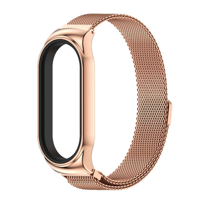For Xiaomi Mi Band 8 Mijobs CS Case Milan Magnetic Stainless Steel Watch Band(Rose Gold) - Watch Bands by MIJOBS | Online Shopping South Africa | PMC Jewellery