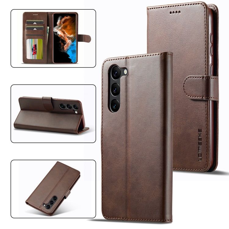 For Samsung Galaxy S24+ 5G LC.IMEEKE Calf Texture Leather Phone Case(Coffee) - Galaxy S24+ 5G Cases by LC.IMEEKE | Online Shopping South Africa | PMC Jewellery | Buy Now Pay Later Mobicred