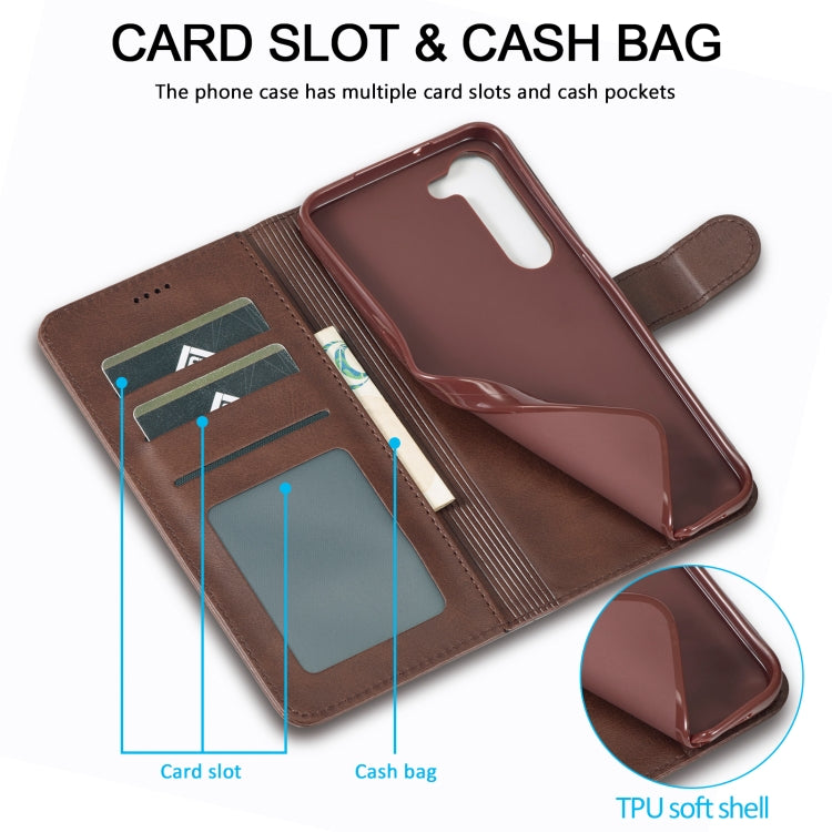 For Samsung Galaxy S24+ 5G LC.IMEEKE Calf Texture Leather Phone Case(Coffee) - Galaxy S24+ 5G Cases by LC.IMEEKE | Online Shopping South Africa | PMC Jewellery | Buy Now Pay Later Mobicred