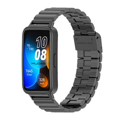 For Huawei Band 8 Mijobs Bamboo Buckle Stainless Steel Watch Band(Black) - Watch Bands by MIJOBS | Online Shopping South Africa | PMC Jewellery