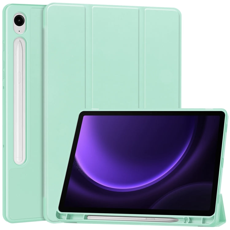 For Samsung Galaxy Tab S9 FE 3-Fold Pure Color TPU Smart Leather Tablet Case with Pen Slot(Mint Green) - Galaxy Tab S9 FE by PMC Jewellery | Online Shopping South Africa | PMC Jewellery | Buy Now Pay Later Mobicred