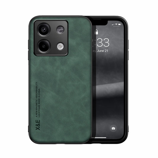 For Xiaomi Redmi Note 13 5G Skin Feel Magnetic Leather Back Phone Case(Green) - Note 13 Cases by PMC Jewellery | Online Shopping South Africa | PMC Jewellery | Buy Now Pay Later Mobicred