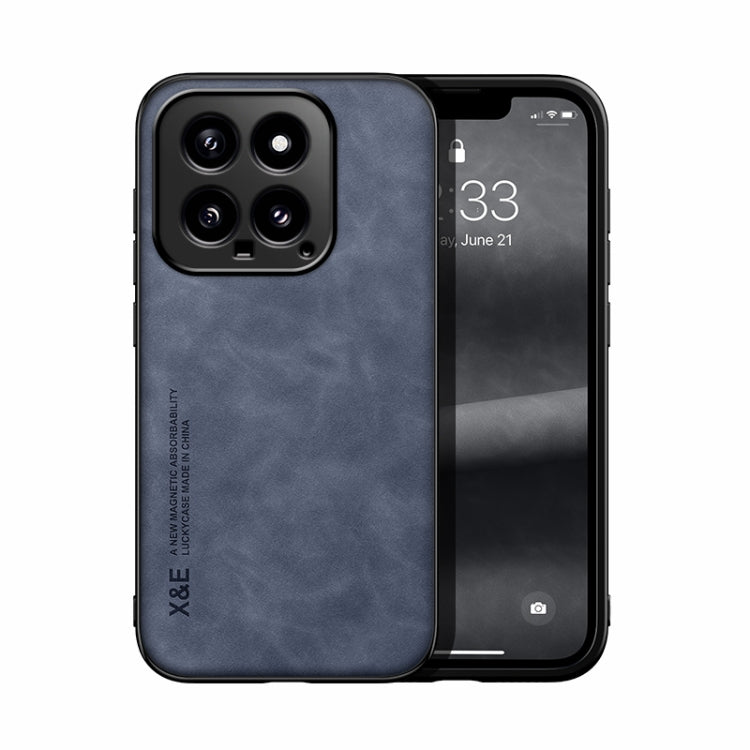 For Xiaomi 14 Skin Feel Magnetic Leather Back Phone Case(Blue) - 14 Cases by PMC TechLife | Online Shopping South Africa | PMC TechLife | Buy Now Pay Later Mobicred