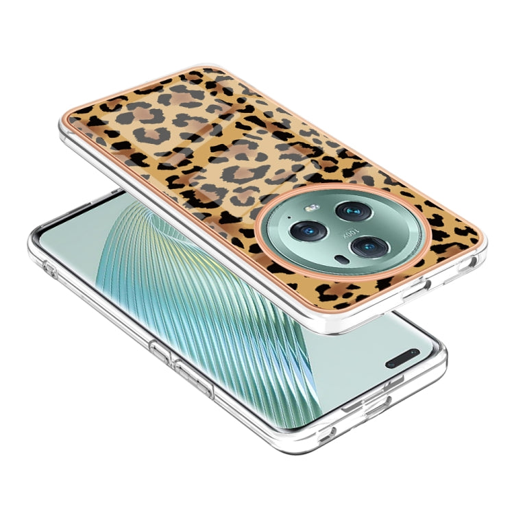 For Honor Magic 5 Pro Electroplating Marble Dual-side IMD Phone Case(Leopard Print) - Honor Cases by PMC Jewellery | Online Shopping South Africa | PMC Jewellery | Buy Now Pay Later Mobicred