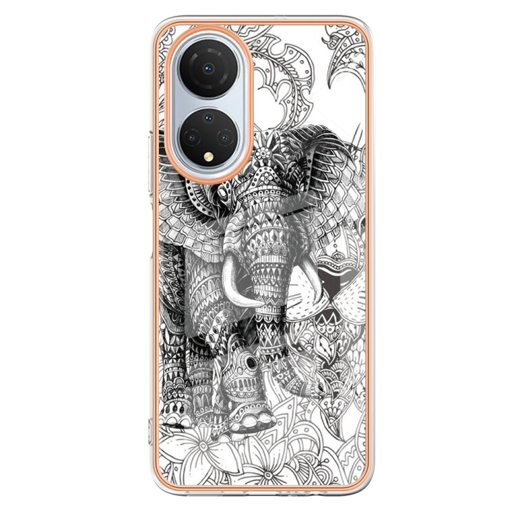 For Honor X7 Electroplating Marble Dual-side IMD Phone Case(Totem Elephant) - Honor Cases by PMC Jewellery | Online Shopping South Africa | PMC Jewellery | Buy Now Pay Later Mobicred