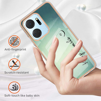 For Honor X7a Electroplating Marble Dual-side IMD Phone Case(Smile) - Honor Cases by PMC Jewellery | Online Shopping South Africa | PMC Jewellery | Buy Now Pay Later Mobicred