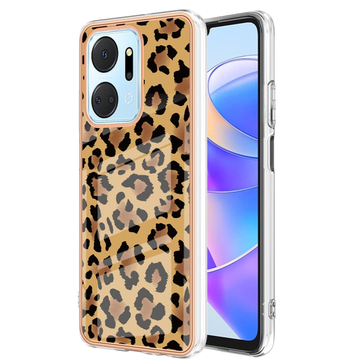 For Honor X7a Electroplating Marble Dual-side IMD Phone Case(Leopard Print) - Honor Cases by PMC Jewellery | Online Shopping South Africa | PMC Jewellery | Buy Now Pay Later Mobicred