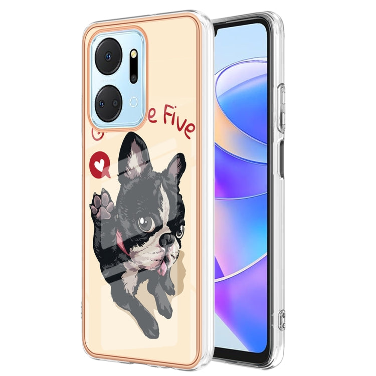 For Honor X7a Electroplating Marble Dual-side IMD Phone Case(Lucky Dog) - Honor Cases by PMC TechLife | Online Shopping South Africa | PMC TechLife | Buy Now Pay Later Mobicred