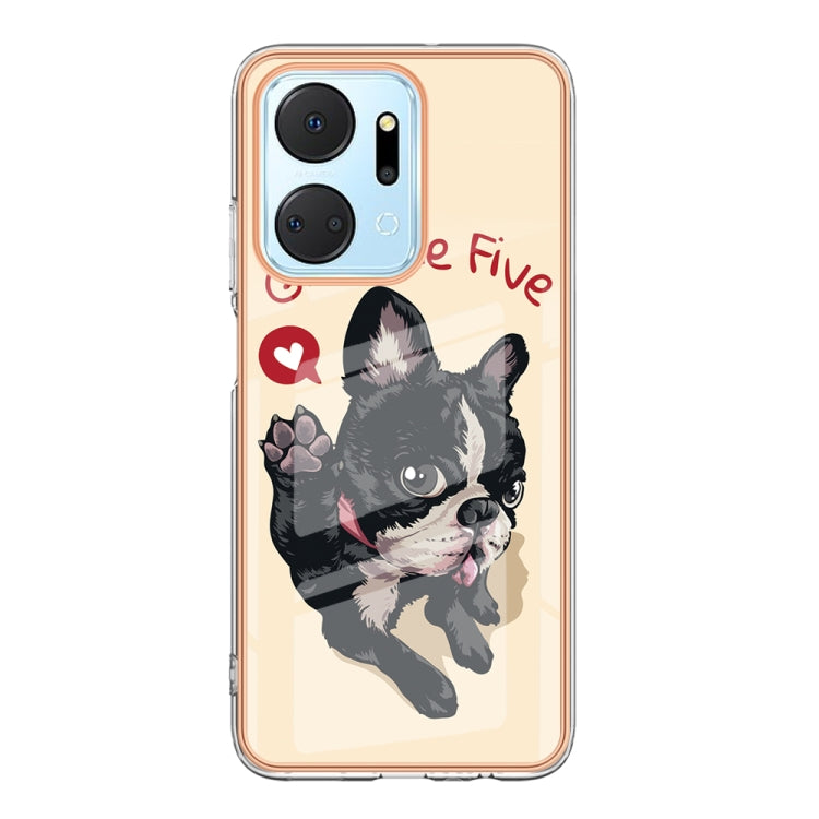 For Honor X7a Electroplating Marble Dual-side IMD Phone Case(Lucky Dog) - Honor Cases by PMC TechLife | Online Shopping South Africa | PMC TechLife | Buy Now Pay Later Mobicred