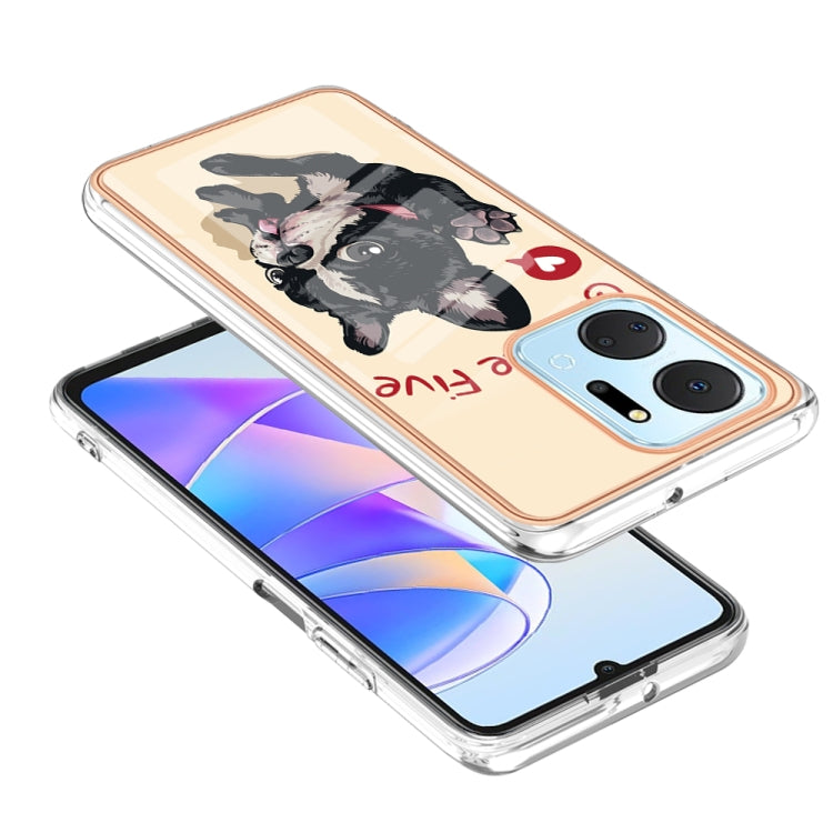 For Honor X7a Electroplating Marble Dual-side IMD Phone Case(Lucky Dog) - Honor Cases by PMC TechLife | Online Shopping South Africa | PMC TechLife | Buy Now Pay Later Mobicred