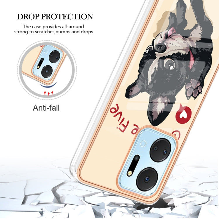 For Honor X7a Electroplating Marble Dual-side IMD Phone Case(Lucky Dog) - Honor Cases by PMC TechLife | Online Shopping South Africa | PMC TechLife | Buy Now Pay Later Mobicred
