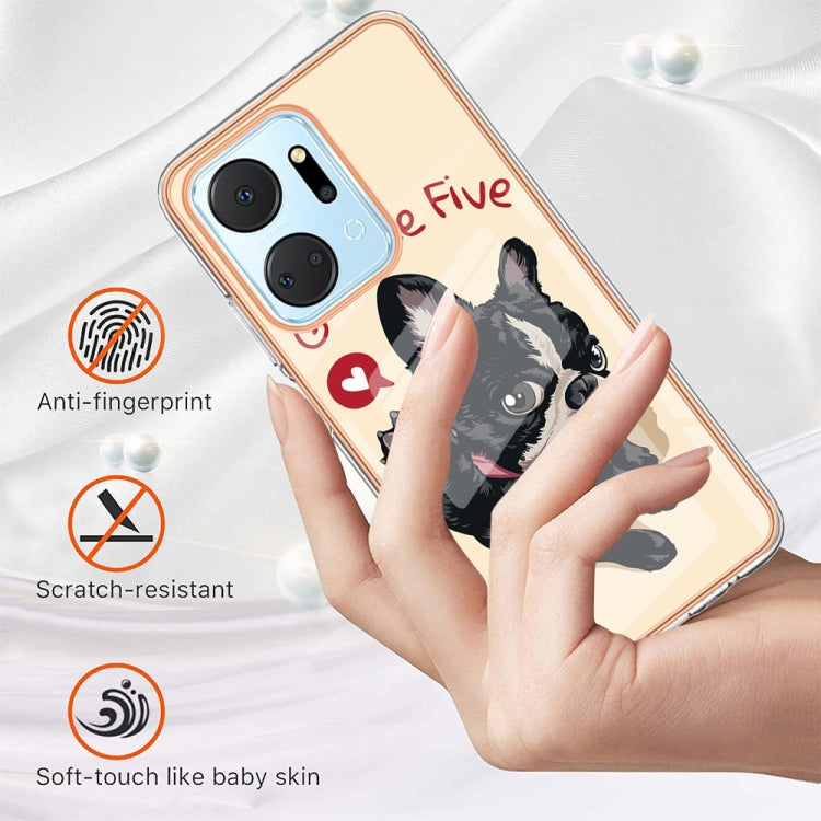 For Honor X7a Electroplating Marble Dual-side IMD Phone Case(Lucky Dog) - Honor Cases by PMC TechLife | Online Shopping South Africa | PMC TechLife | Buy Now Pay Later Mobicred