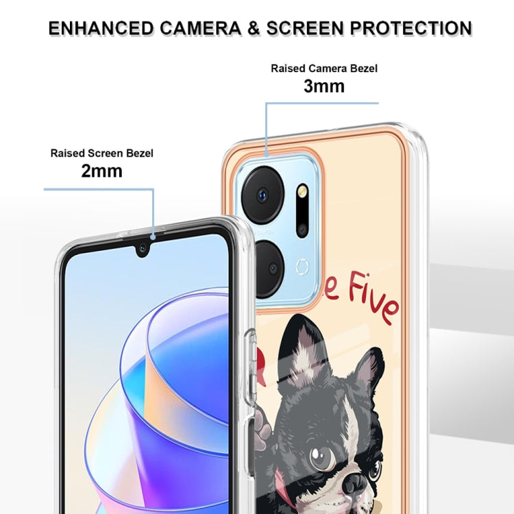 For Honor X7a Electroplating Marble Dual-side IMD Phone Case(Lucky Dog) - Honor Cases by PMC TechLife | Online Shopping South Africa | PMC TechLife | Buy Now Pay Later Mobicred