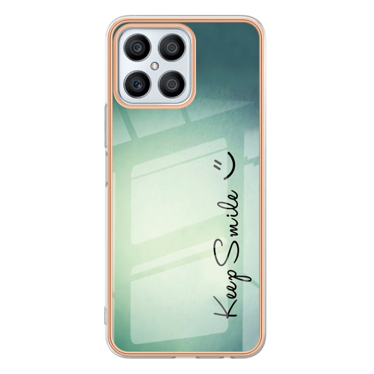 For Honor X8 4G Electroplating Marble Dual-side IMD Phone Case(Smile) - Honor Cases by PMC TechLife | Online Shopping South Africa | PMC TechLife | Buy Now Pay Later Mobicred