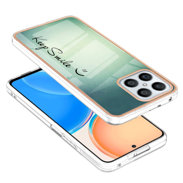 For Honor X8 4G Electroplating Marble Dual-side IMD Phone Case(Smile) - Honor Cases by PMC TechLife | Online Shopping South Africa | PMC TechLife | Buy Now Pay Later Mobicred
