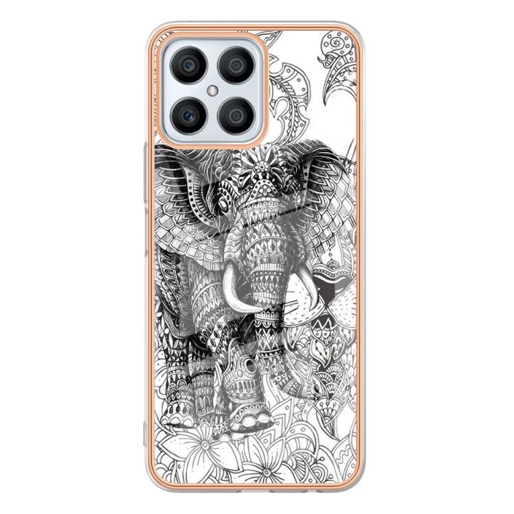 For Honor X8 4G Electroplating Marble Dual-side IMD Phone Case(Totem Elephant) - Honor Cases by PMC TechLife | Online Shopping South Africa | PMC TechLife | Buy Now Pay Later Mobicred