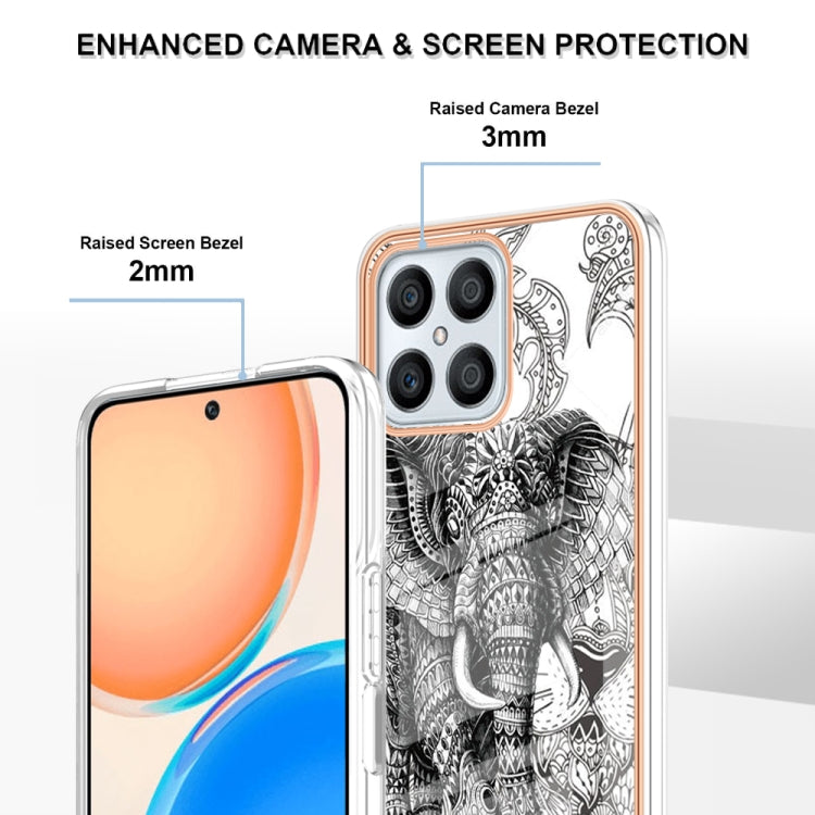 For Honor X8 4G Electroplating Marble Dual-side IMD Phone Case(Totem Elephant) - Honor Cases by PMC TechLife | Online Shopping South Africa | PMC TechLife | Buy Now Pay Later Mobicred
