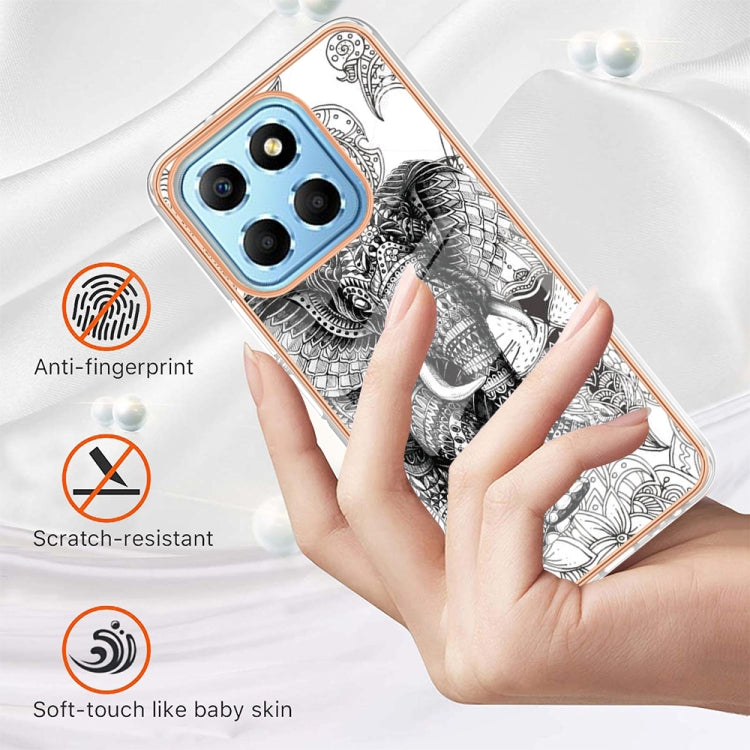 For Honor X8 5G / X6 4G Electroplating Marble Dual-side IMD Phone Case(Totem Elephant) - Honor Cases by PMC Jewellery | Online Shopping South Africa | PMC Jewellery | Buy Now Pay Later Mobicred