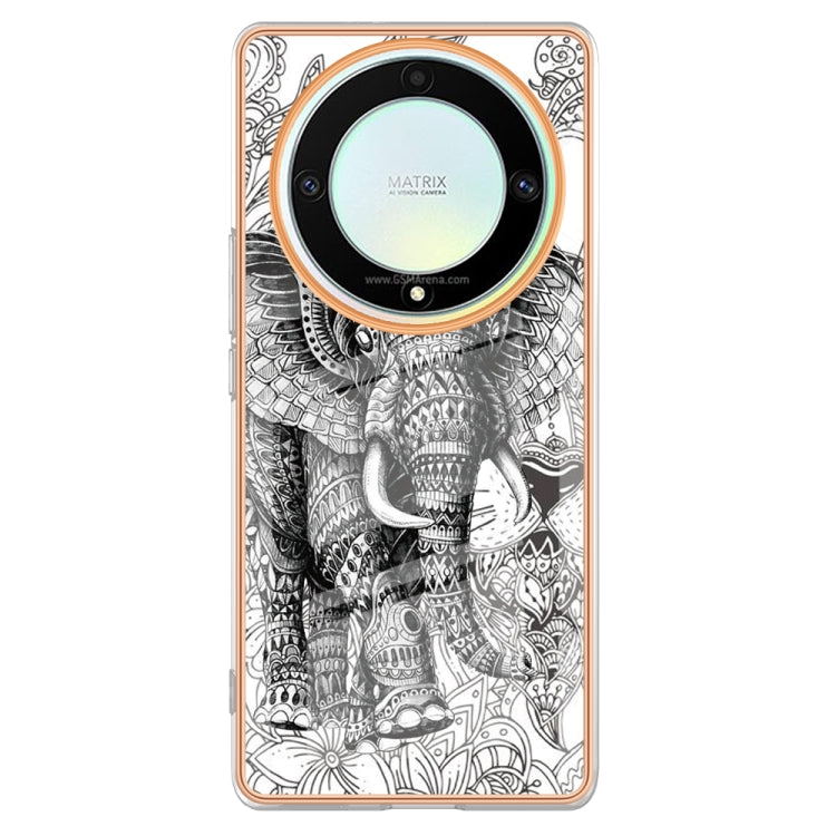 For Honor X9a / Magic5 Lite Electroplating Marble Dual-side IMD Phone Case(Totem Elephant) - Honor Cases by PMC Jewellery | Online Shopping South Africa | PMC Jewellery | Buy Now Pay Later Mobicred