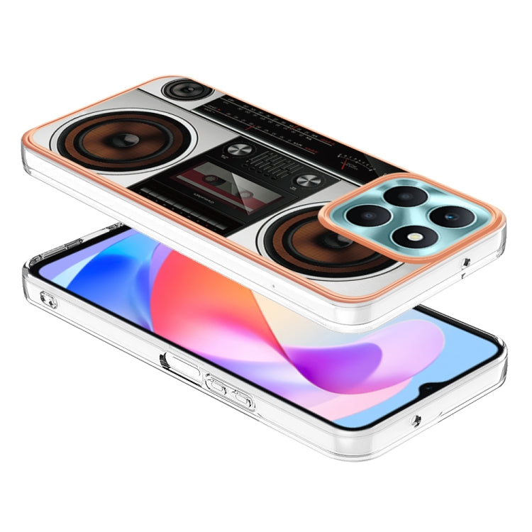 For Honor X6a Electroplating Marble Dual-side IMD Phone Case(Retro Radio) - Honor Cases by PMC Jewellery | Online Shopping South Africa | PMC Jewellery | Buy Now Pay Later Mobicred