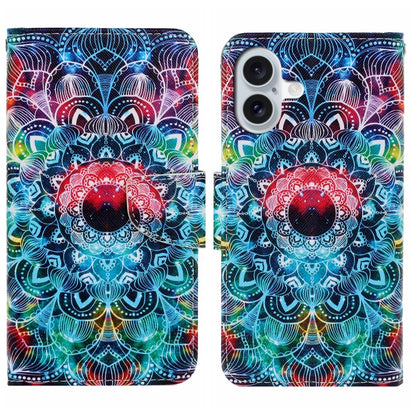 For iPhone 16 Plus 3D Colored Drawing Flip Leather Phone Case(Mandala) - iPhone 16 Plus Cases by PMC Jewellery | Online Shopping South Africa | PMC Jewellery | Buy Now Pay Later Mobicred