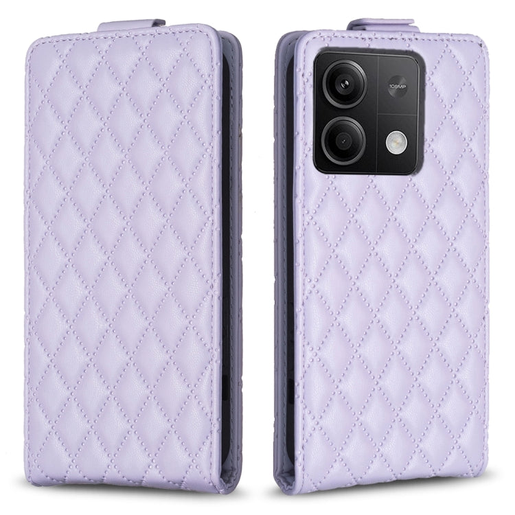 For Xiaomi Redmi Note 13 4G Global Diamond Lattice Vertical Flip Leather Phone Case(Purple) - Note 13 Cases by PMC Jewellery | Online Shopping South Africa | PMC Jewellery | Buy Now Pay Later Mobicred