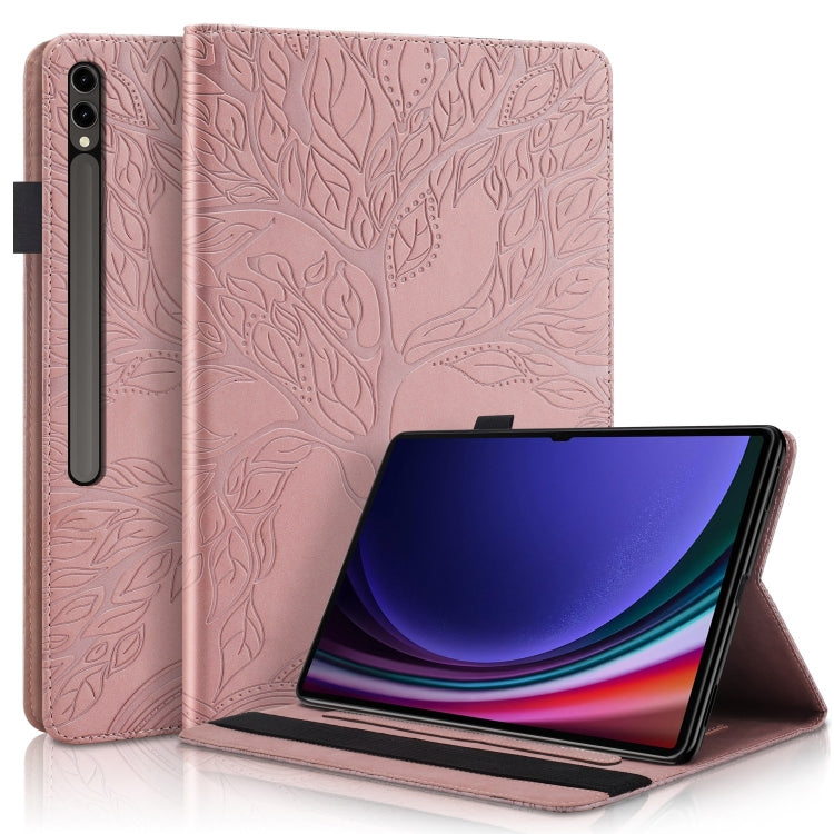 For Samsung Galaxy Tab S9 Ultra Life Tree Series Horizontal Flip Leather Tablet Case(Rose Gold) - Galaxy Tab S9 Ultra Cases by PMC Jewellery | Online Shopping South Africa | PMC Jewellery | Buy Now Pay Later Mobicred