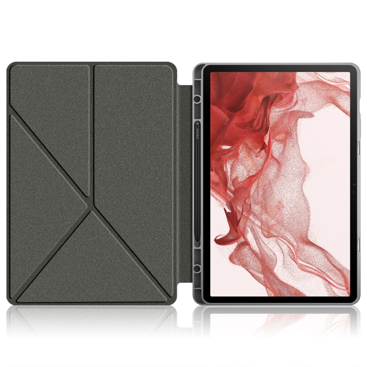 For Samsung Galaxy Tab S9+ Cloth Texture Multi-folding Horizontal Flip Leather Tablet Case(Grey) - Galaxy Tab S9+ Cases by PMC Jewellery | Online Shopping South Africa | PMC Jewellery | Buy Now Pay Later Mobicred