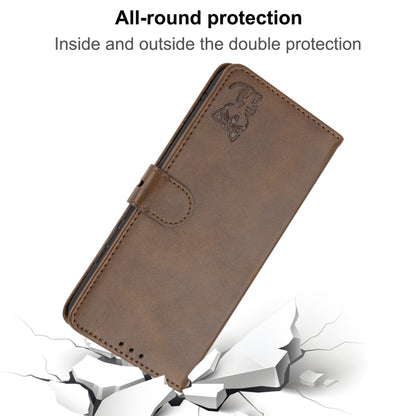 For iPhone 16 Pro Embossed Happy Cat Pattern Flip Leather Phone Case(Brown) - iPhone 16 Pro Cases by PMC Jewellery | Online Shopping South Africa | PMC Jewellery | Buy Now Pay Later Mobicred