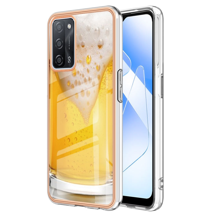 For OPPO A55 5G / A53s 5G / A54 4G Electroplating Marble Dual-side IMD Phone Case(Draft Beer) - OPPO Cases by PMC Jewellery | Online Shopping South Africa | PMC Jewellery | Buy Now Pay Later Mobicred