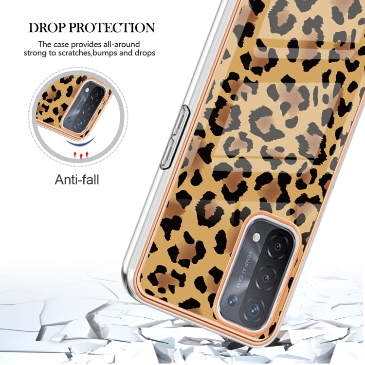 For OPPO A74 / A93 5G / A54 5G / A93s 5G Electroplating Marble Dual-side IMD Phone Case(Leopard Print) - OPPO Cases by PMC Jewellery | Online Shopping South Africa | PMC Jewellery | Buy Now Pay Later Mobicred