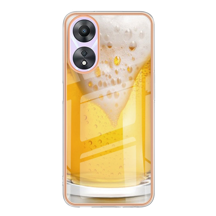 For OPPO A78 / A58 Electroplating Marble Dual-side IMD Phone Case(Draft Beer) - OPPO Cases by PMC Jewellery | Online Shopping South Africa | PMC Jewellery | Buy Now Pay Later Mobicred
