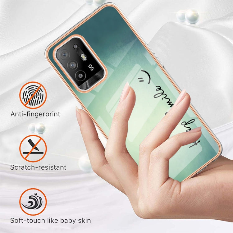 For OPPO A94 5G / A95 5G Electroplating Marble Dual-side IMD Phone Case(Smile) - OPPO Cases by PMC Jewellery | Online Shopping South Africa | PMC Jewellery | Buy Now Pay Later Mobicred