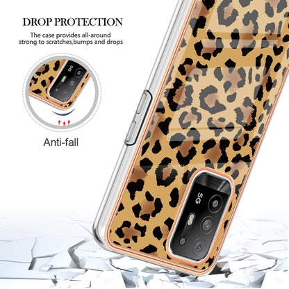 For OPPO A94 5G / A95 5G Electroplating Marble Dual-side IMD Phone Case(Leopard Print) - OPPO Cases by PMC Jewellery | Online Shopping South Africa | PMC Jewellery | Buy Now Pay Later Mobicred