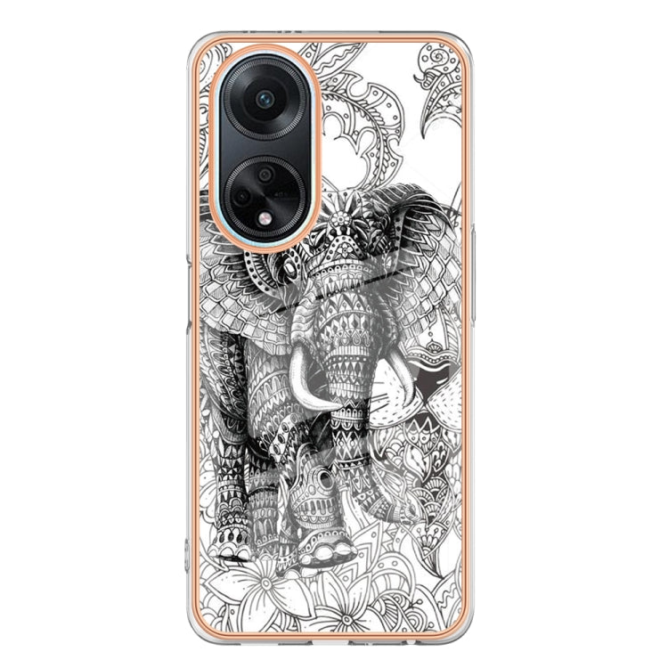 For OPPO A98 Electroplating Marble Dual-side IMD Phone Case(Totem Elephant) - OPPO Cases by PMC Jewellery | Online Shopping South Africa | PMC Jewellery | Buy Now Pay Later Mobicred