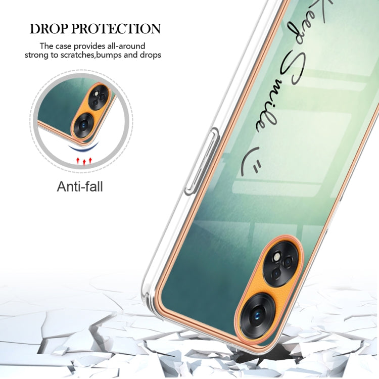 For OPPO Reno8 T 4G Electroplating Marble Dual-side IMD Phone Case(Smile) - free shipping - PMC TechLife - Order now!