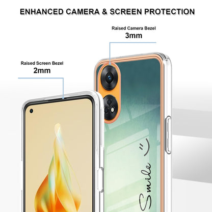For OPPO Reno8 T 4G Electroplating Marble Dual-side IMD Phone Case(Smile) - OPPO Cases by PMC Jewellery | Online Shopping South Africa | PMC Jewellery | Buy Now Pay Later Mobicred
