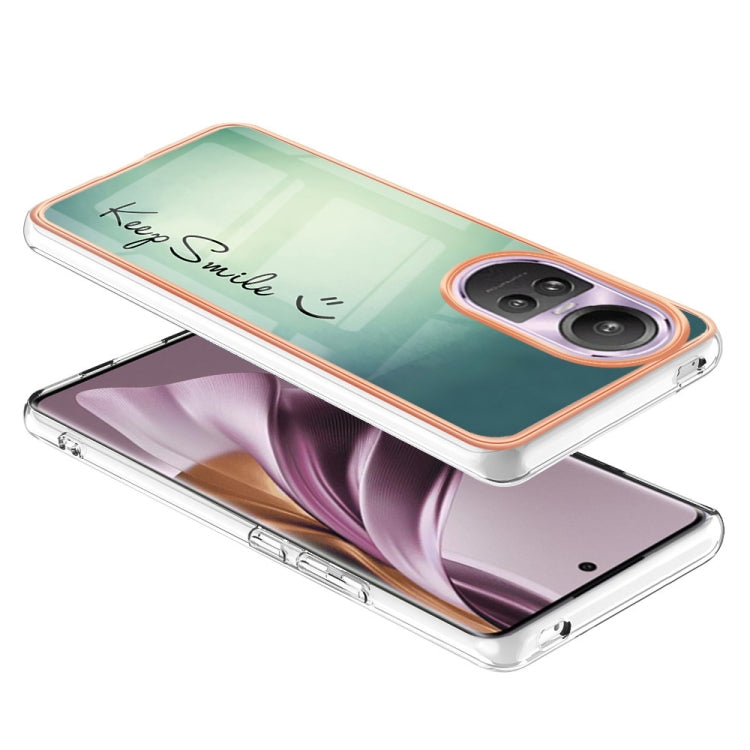 For OPPO Reno10 Pro 5G Global Electroplating Marble Dual-side IMD Phone Case(Smile) - OPPO Cases by PMC TechLife | Online Shopping South Africa | PMC TechLife | Buy Now Pay Later Mobicred