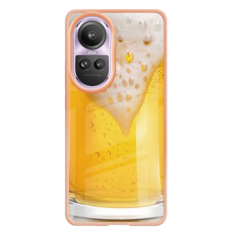 For OPPO Reno10 Pro 5G Global Electroplating Marble Dual-side IMD Phone Case(Draft Beer) - OPPO Cases by PMC Jewellery | Online Shopping South Africa | PMC Jewellery | Buy Now Pay Later Mobicred