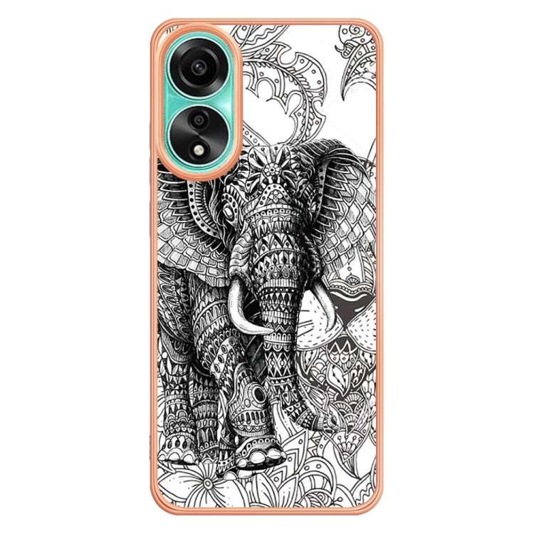 For OPPO A78 4G Electroplating Marble Dual-side IMD Phone Case(Totem Elephant) - OPPO Cases by PMC Jewellery | Online Shopping South Africa | PMC Jewellery | Buy Now Pay Later Mobicred