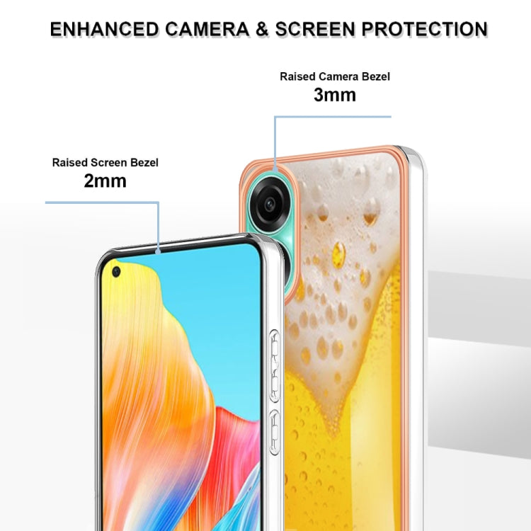 For OPPO A78 4G Electroplating Marble Dual-side IMD Phone Case(Draft Beer) - OPPO Cases by PMC Jewellery | Online Shopping South Africa | PMC Jewellery | Buy Now Pay Later Mobicred
