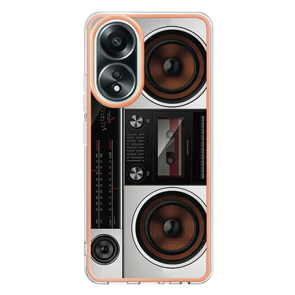 For OPPO A58 4G Electroplating Marble Dual-side IMD Phone Case(Retro Radio) - OPPO Cases by PMC Jewellery | Online Shopping South Africa | PMC Jewellery | Buy Now Pay Later Mobicred