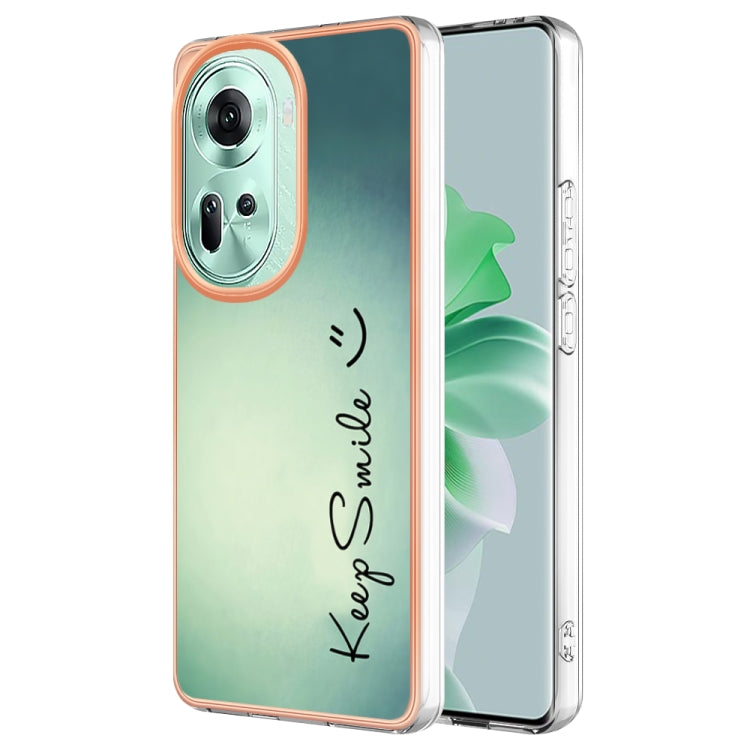 For OPPO Reno11 5G Global Electroplating Marble Dual-side IMD Phone Case(Smile) - Reno11 Cases by PMC TechLife | Online Shopping South Africa | PMC TechLife | Buy Now Pay Later Mobicred