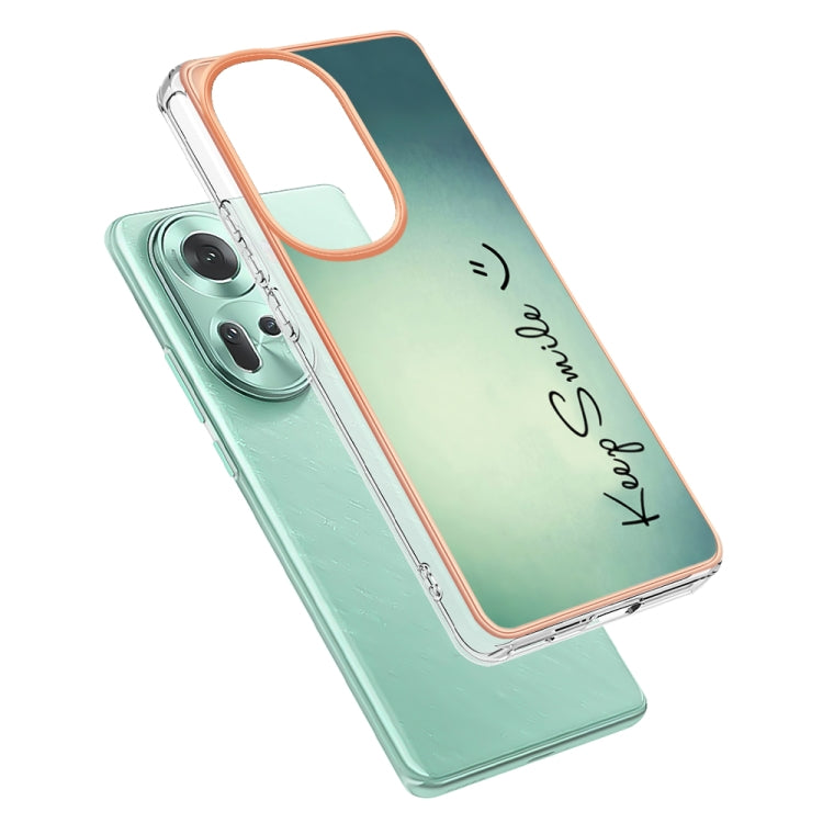 For OPPO Reno11 5G Global Electroplating Marble Dual-side IMD Phone Case(Smile) - Reno11 Cases by PMC TechLife | Online Shopping South Africa | PMC TechLife | Buy Now Pay Later Mobicred