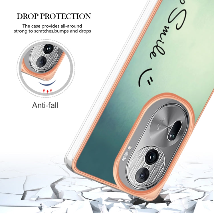 For OPPO Reno11 Pro 5G Global Electroplating Marble Dual-side IMD Phone Case(Smile) - Reno11 Pro Cases by PMC TechLife | Online Shopping South Africa | PMC TechLife | Buy Now Pay Later Mobicred