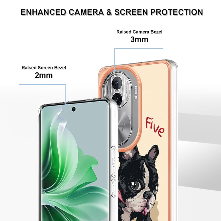 For OPPO Reno11 Pro 5G Global Electroplating Marble Dual-side IMD Phone Case(Lucky Dog) - Reno11 Pro Cases by PMC Jewellery | Online Shopping South Africa | PMC Jewellery | Buy Now Pay Later Mobicred